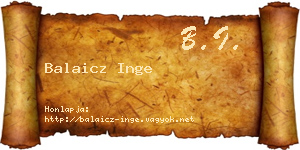 Balaicz Inge névjegykártya